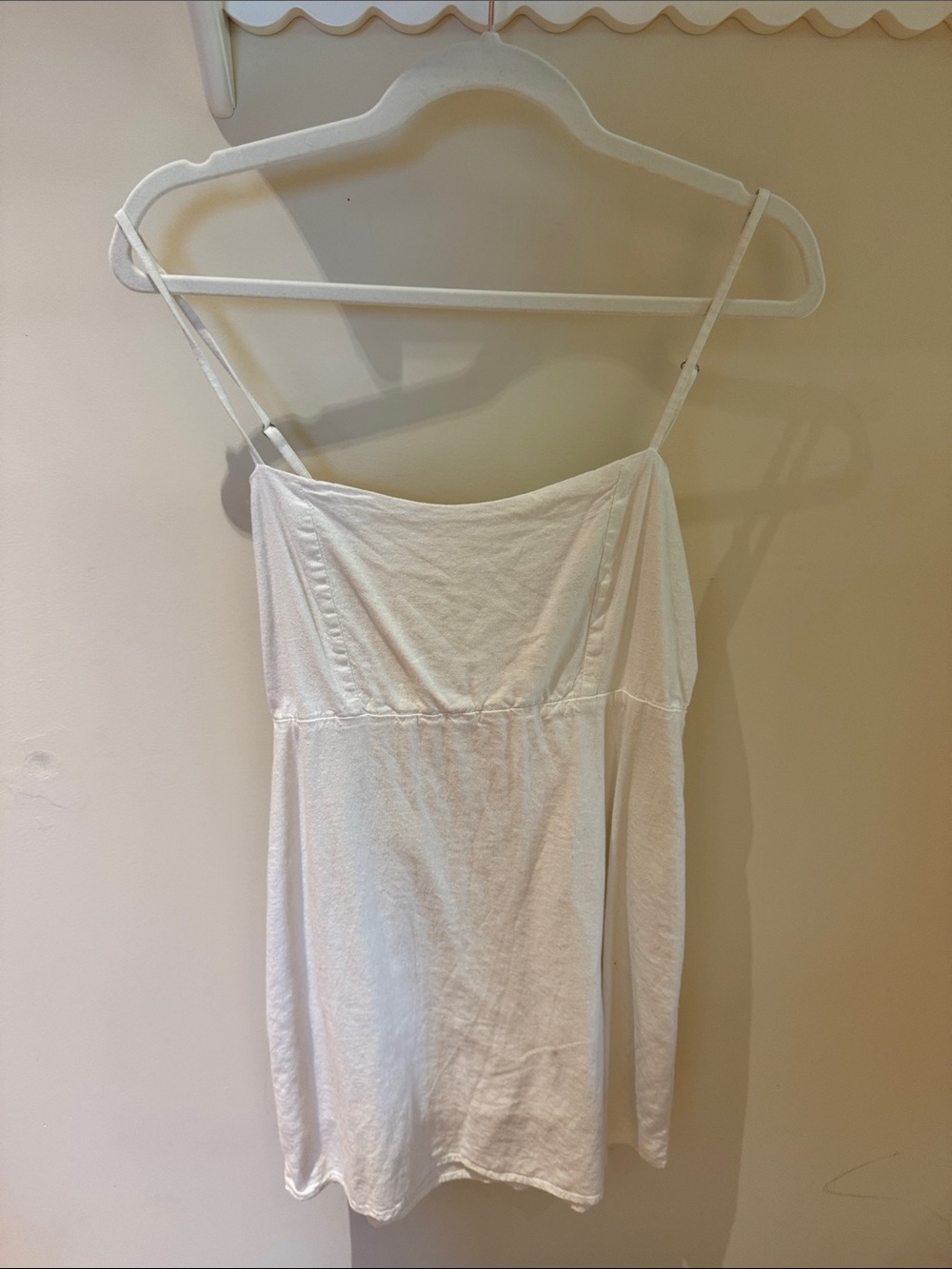 Brandy Melville Women's White Slip Dress with Spaghetti Straps